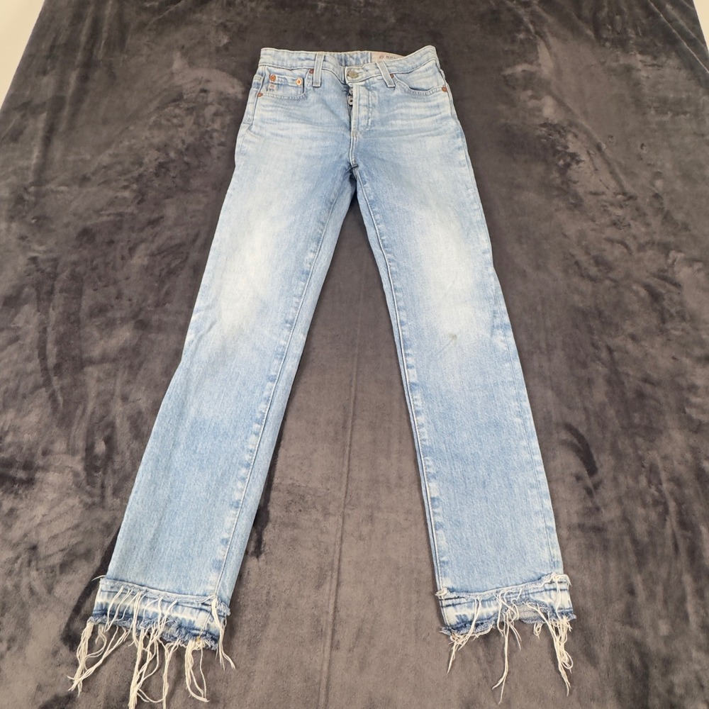 AG Adriano Goldschmied Isabelle Jeans Womens 24R Light Blue Frayed Raw Hem